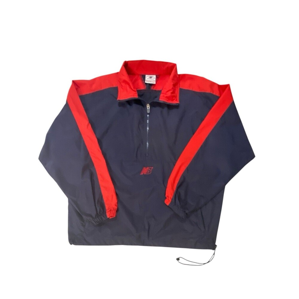 New Balance Half Zip Windbreaker Pullover Blue Red Large Unisex
